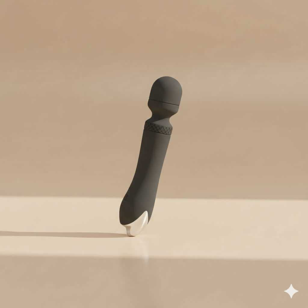 black velvoria wand massager on warm background